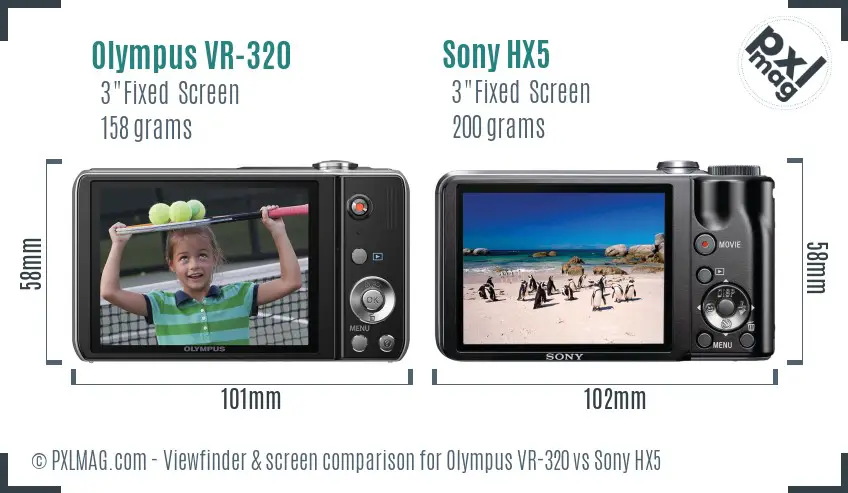 Olympus VR-320 vs Sony HX5 Screen and Viewfinder comparison