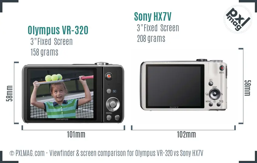 Olympus VR-320 vs Sony HX7V Screen and Viewfinder comparison
