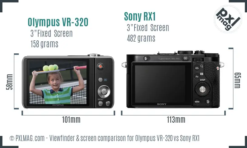 Olympus VR-320 vs Sony RX1 Screen and Viewfinder comparison