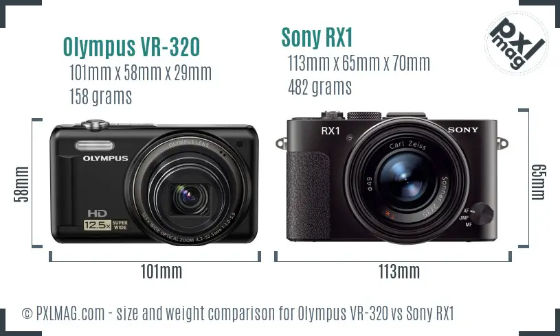 Olympus VR-320 vs Sony RX1 size comparison