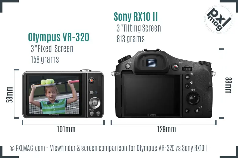 Olympus VR-320 vs Sony RX10 II Screen and Viewfinder comparison