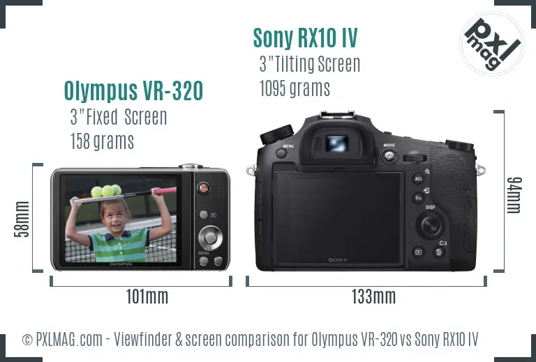 Olympus VR-320 vs Sony RX10 IV Screen and Viewfinder comparison