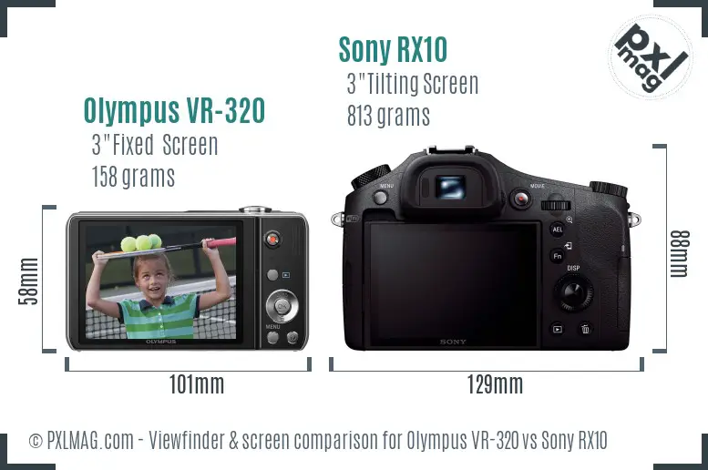 Olympus VR-320 vs Sony RX10 Screen and Viewfinder comparison