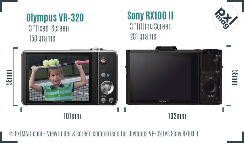 Olympus VR-320 vs Sony RX100 II Screen and Viewfinder comparison