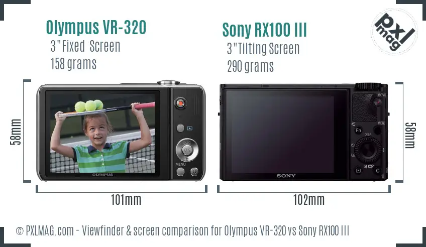 Olympus VR-320 vs Sony RX100 III Screen and Viewfinder comparison