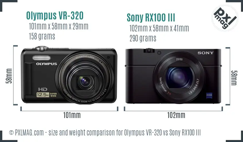 Olympus VR-320 vs Sony RX100 III size comparison