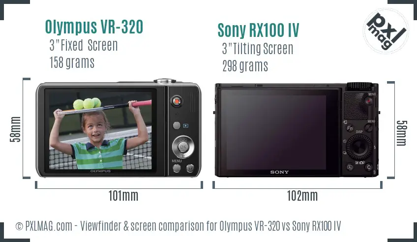 Olympus VR-320 vs Sony RX100 IV Screen and Viewfinder comparison