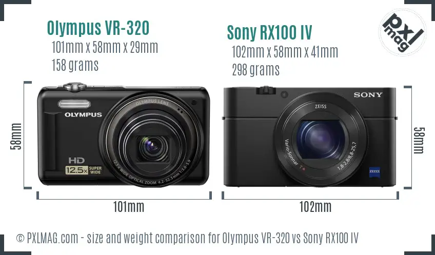 Olympus VR-320 vs Sony RX100 IV size comparison