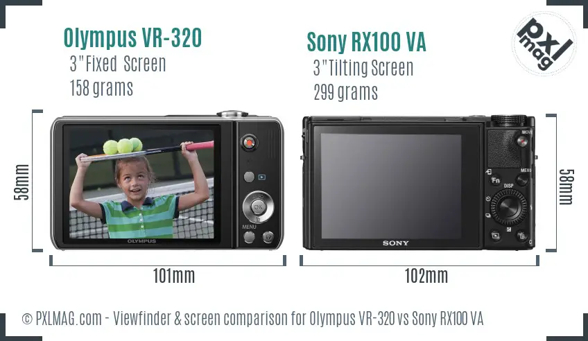 Olympus VR-320 vs Sony RX100 VA Screen and Viewfinder comparison
