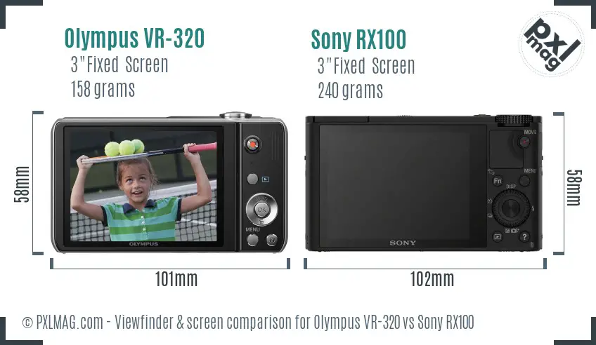 Olympus VR-320 vs Sony RX100 Screen and Viewfinder comparison