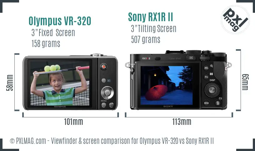 Olympus VR-320 vs Sony RX1R II Screen and Viewfinder comparison