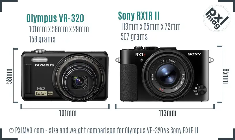 Olympus VR-320 vs Sony RX1R II size comparison