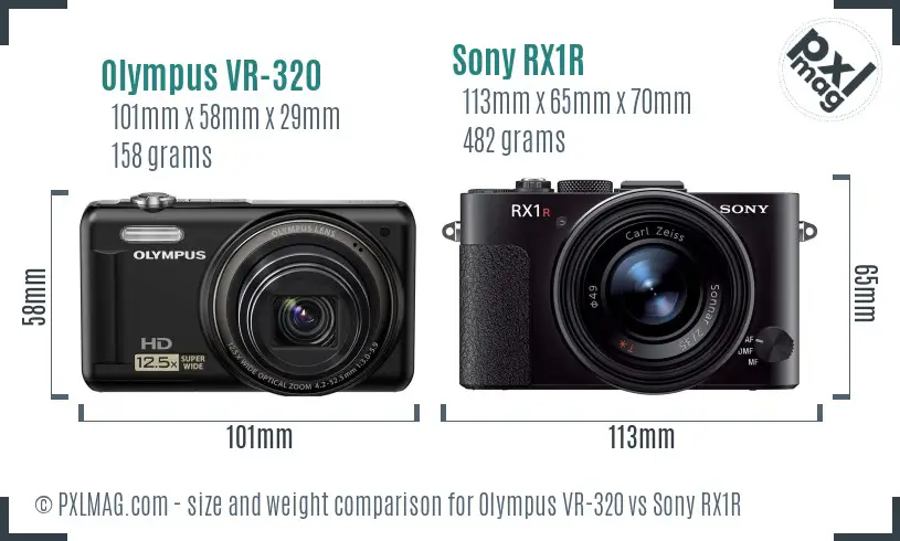 Olympus VR-320 vs Sony RX1R size comparison