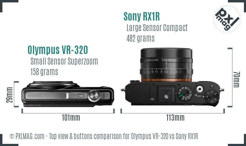 Olympus VR-320 vs Sony RX1R top view buttons comparison