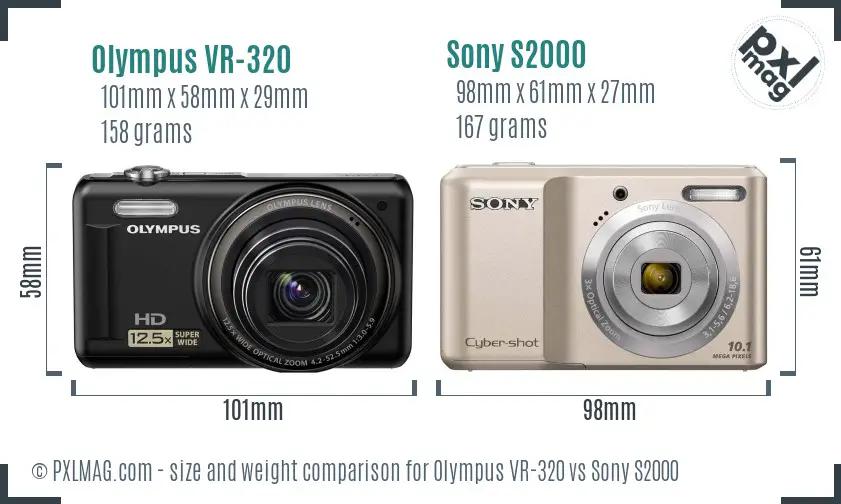 Olympus VR-320 vs Sony S2000 size comparison