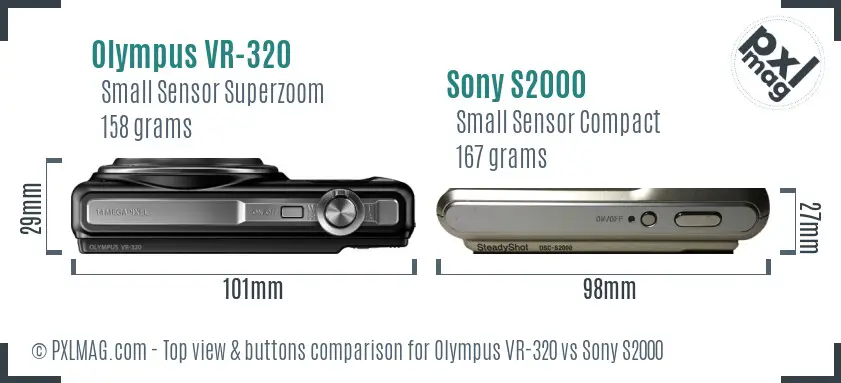 Olympus VR-320 vs Sony S2000 top view buttons comparison
