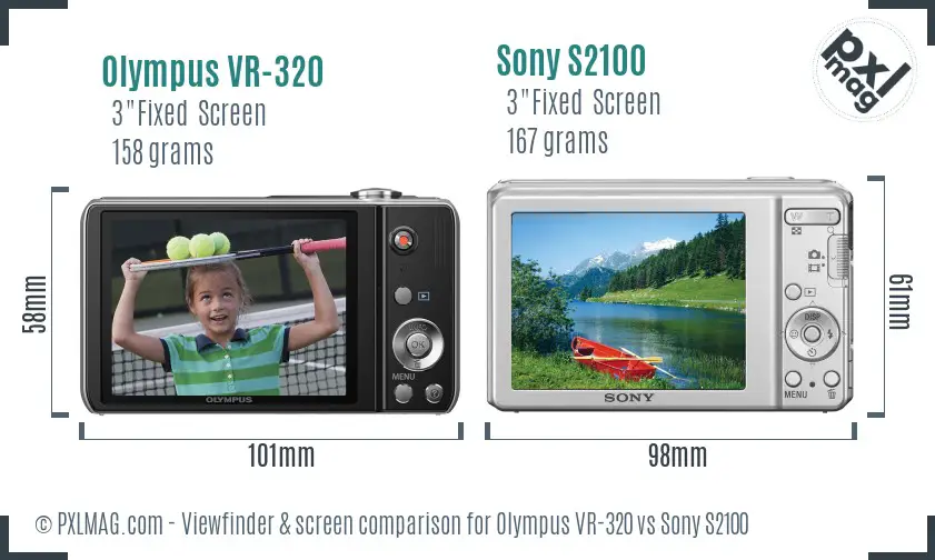 Olympus VR-320 vs Sony S2100 Screen and Viewfinder comparison