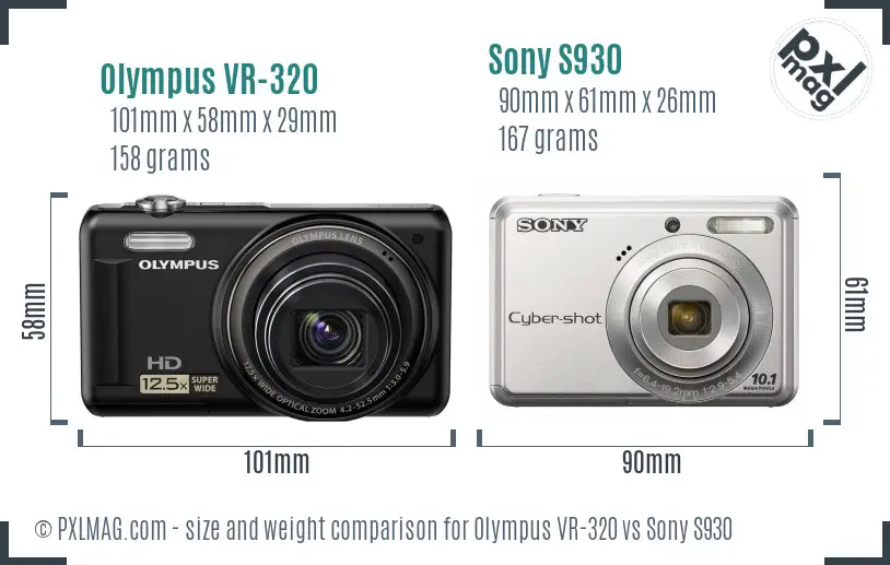 Olympus VR-320 vs Sony S930 size comparison