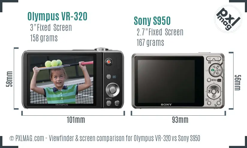 Olympus VR-320 vs Sony S950 Screen and Viewfinder comparison