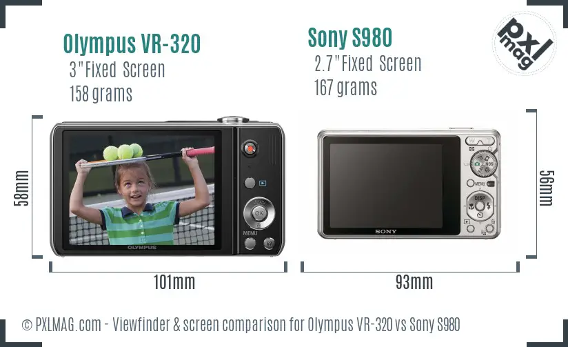 Olympus VR-320 vs Sony S980 Screen and Viewfinder comparison