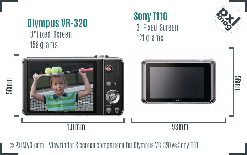 Olympus VR-320 vs Sony T110 Screen and Viewfinder comparison