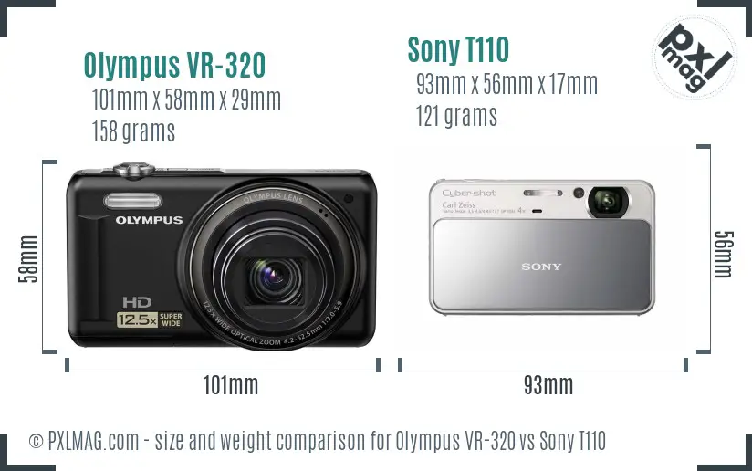 Olympus VR-320 vs Sony T110 size comparison