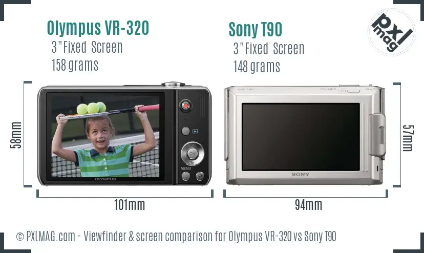 Olympus VR-320 vs Sony T90 Screen and Viewfinder comparison