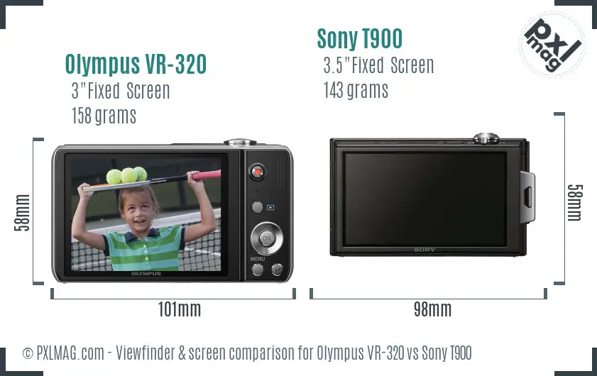 Olympus VR-320 vs Sony T900 Screen and Viewfinder comparison