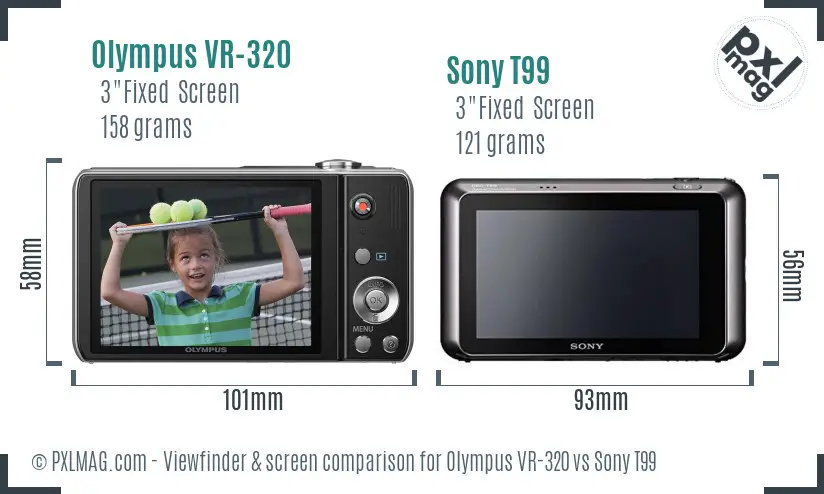 Olympus VR-320 vs Sony T99 Screen and Viewfinder comparison