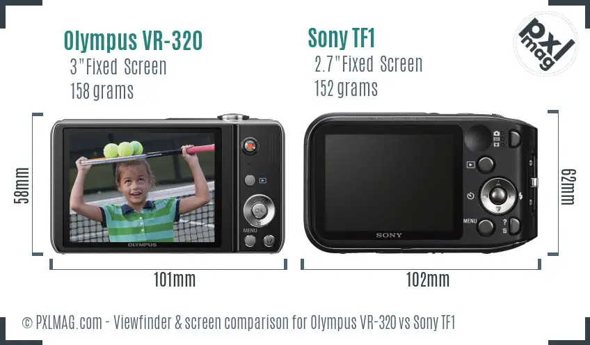 Olympus VR-320 vs Sony TF1 Screen and Viewfinder comparison