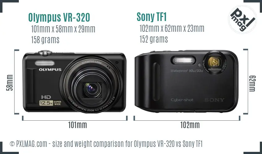 Olympus VR-320 vs Sony TF1 size comparison