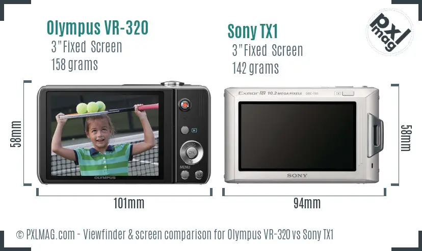 Olympus VR-320 vs Sony TX1 Screen and Viewfinder comparison