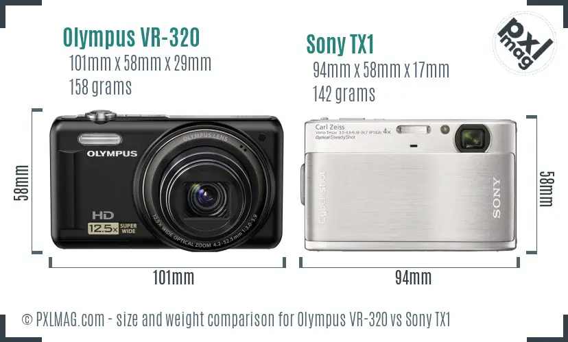Olympus VR-320 vs Sony TX1 size comparison
