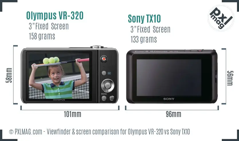 Olympus VR-320 vs Sony TX10 Screen and Viewfinder comparison