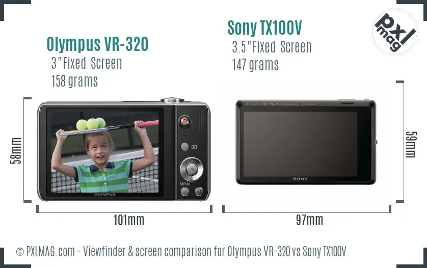Olympus VR-320 vs Sony TX100V Screen and Viewfinder comparison