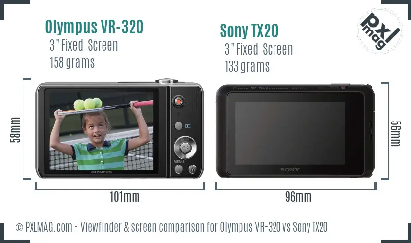 Olympus VR-320 vs Sony TX20 Screen and Viewfinder comparison