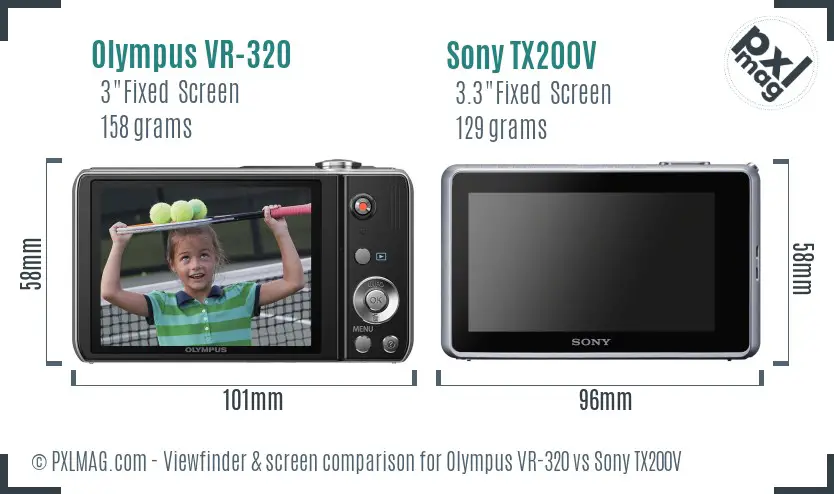 Olympus VR-320 vs Sony TX200V Screen and Viewfinder comparison