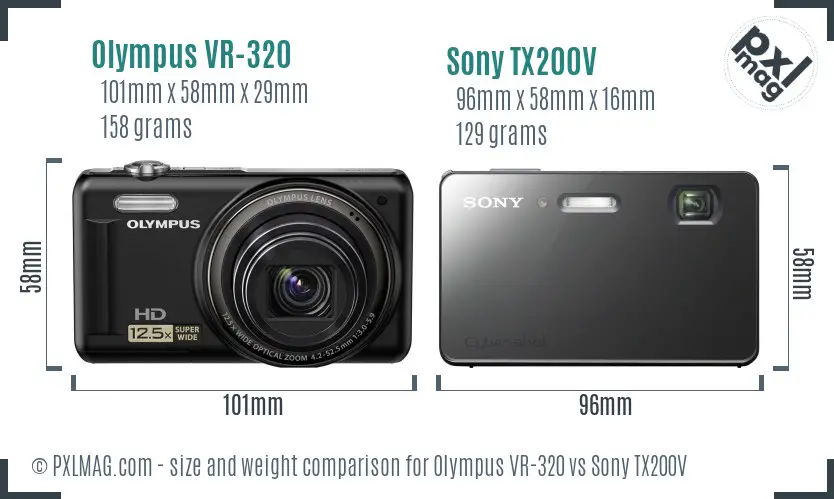 Olympus VR-320 vs Sony TX200V size comparison