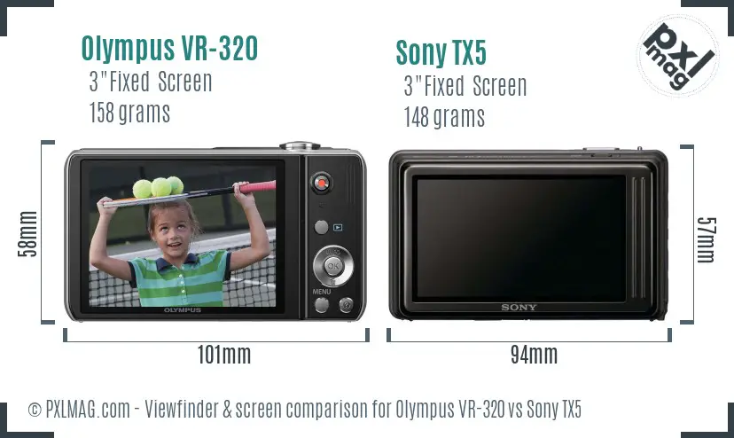 Olympus VR-320 vs Sony TX5 Screen and Viewfinder comparison