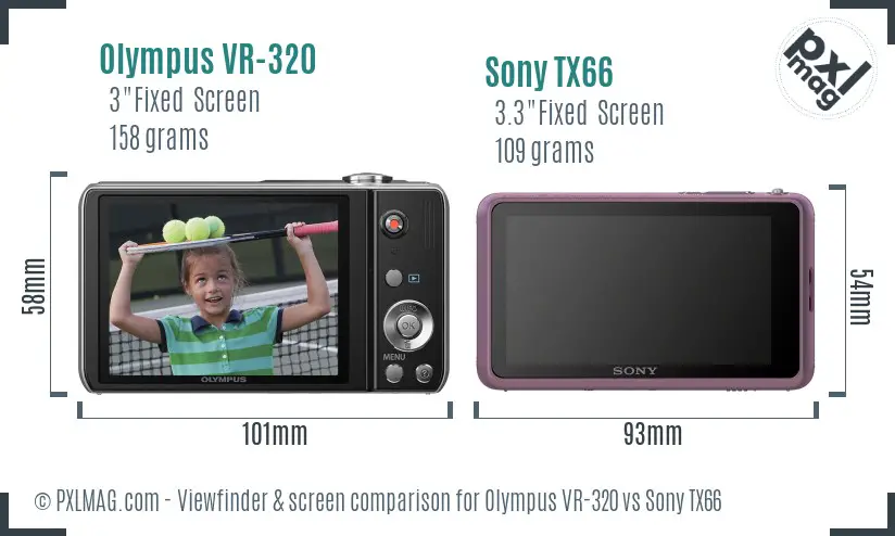 Olympus VR-320 vs Sony TX66 Screen and Viewfinder comparison