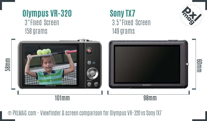 Olympus VR-320 vs Sony TX7 Screen and Viewfinder comparison