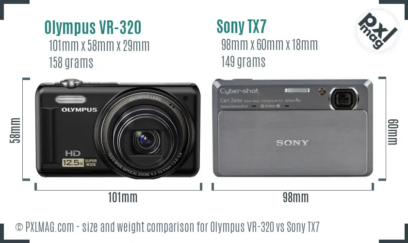 Olympus VR-320 vs Sony TX7 size comparison