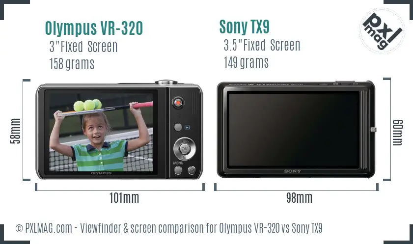 Olympus VR-320 vs Sony TX9 Screen and Viewfinder comparison