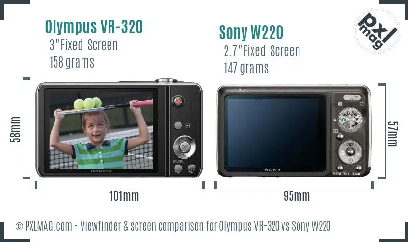 Olympus VR-320 vs Sony W220 Screen and Viewfinder comparison