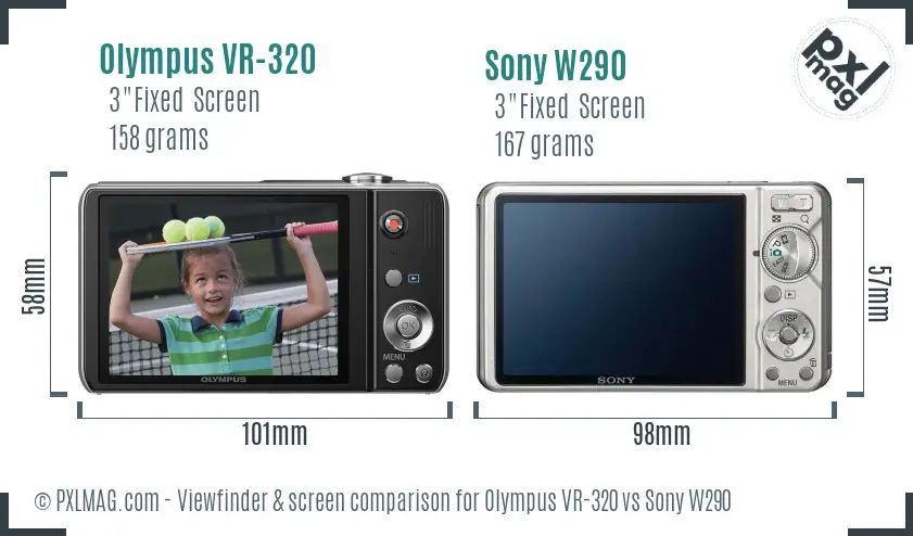 Olympus VR-320 vs Sony W290 Screen and Viewfinder comparison