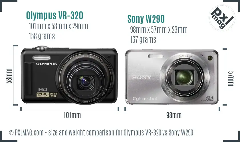 Olympus VR-320 vs Sony W290 size comparison