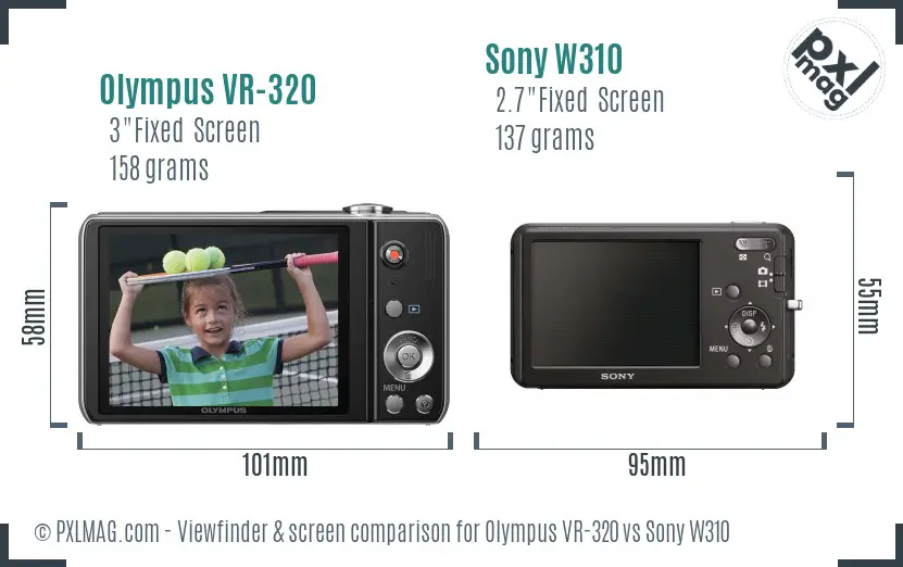 Olympus VR-320 vs Sony W310 Screen and Viewfinder comparison