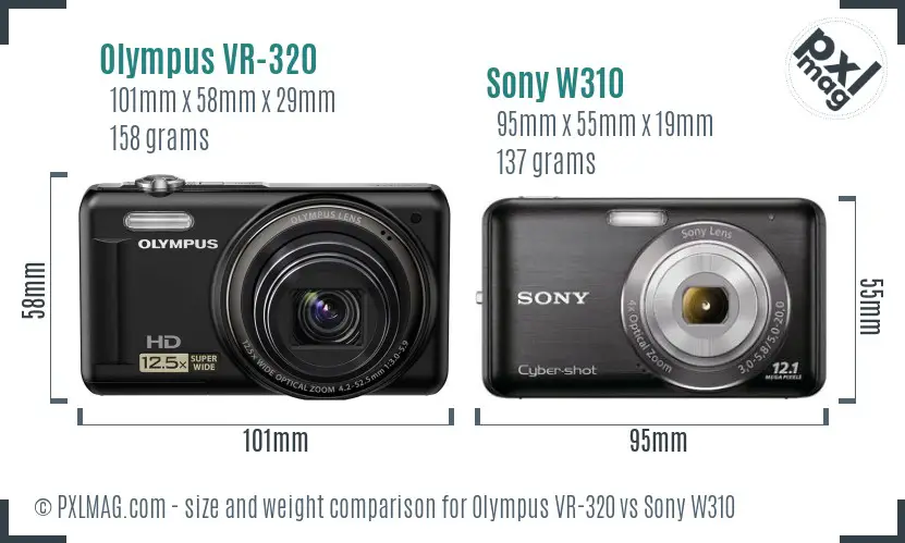 Olympus VR-320 vs Sony W310 size comparison