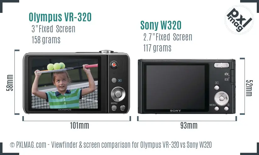 Olympus VR-320 vs Sony W320 Screen and Viewfinder comparison