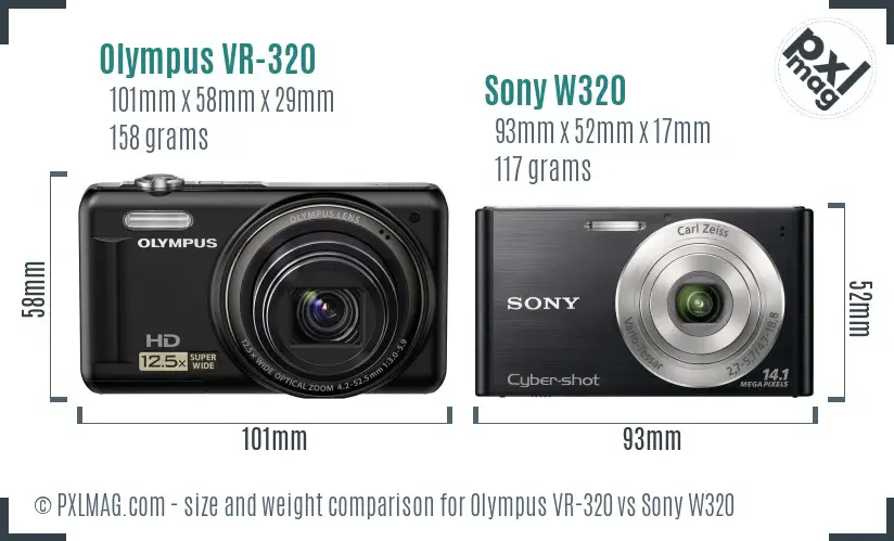 Olympus VR-320 vs Sony W320 size comparison